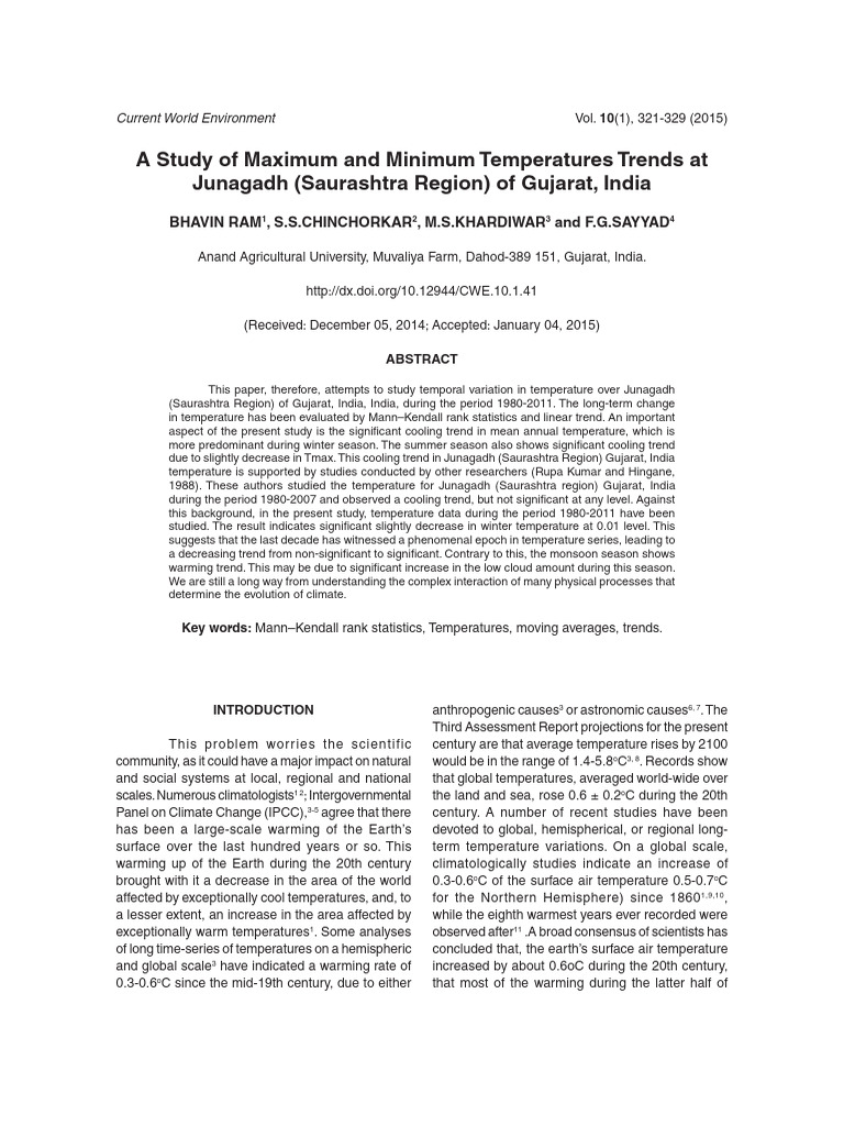A Study of Maximum and Minimum Temperatures Trends at | PDF | Climate ...