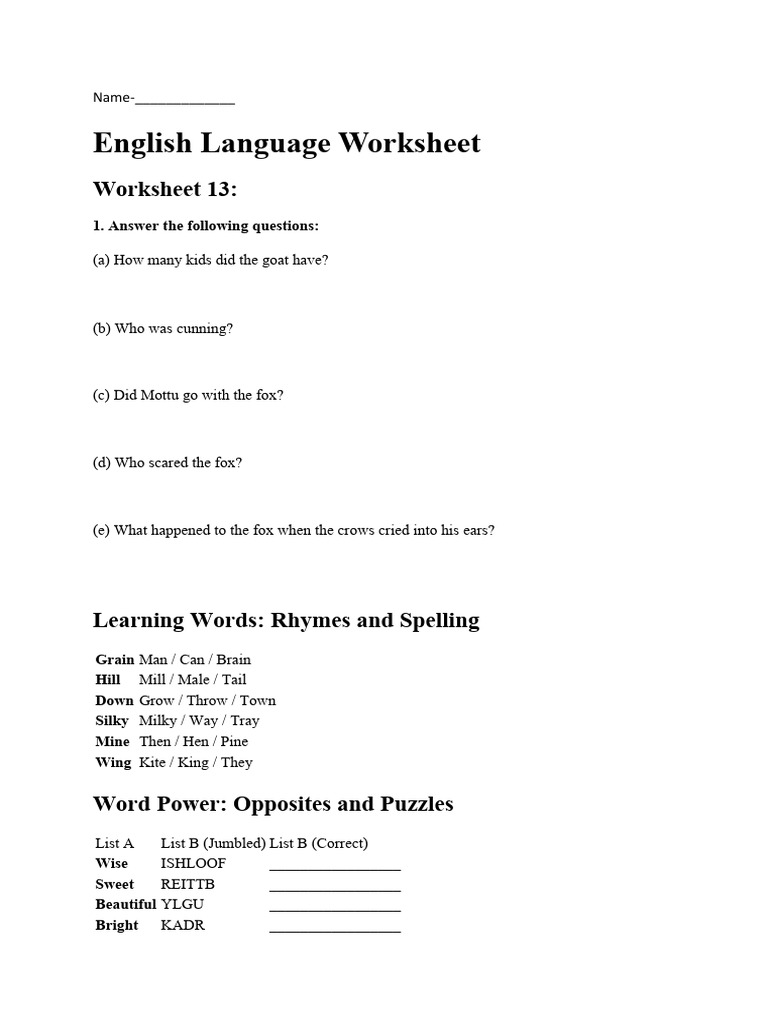 English Class 1 | PDF