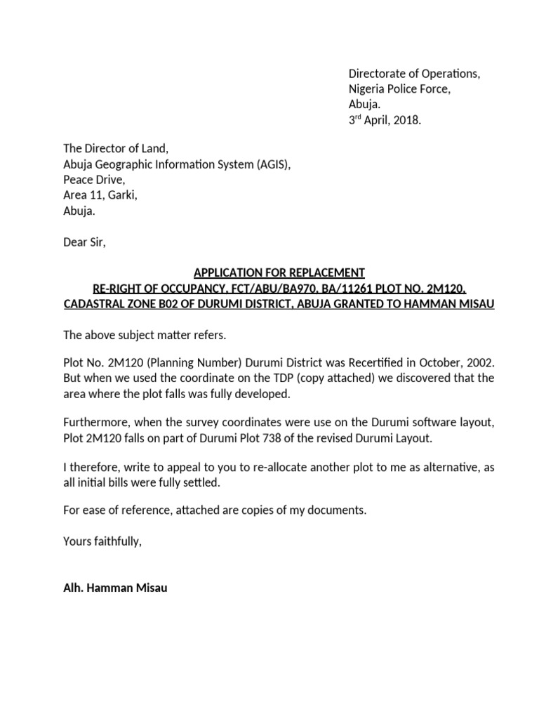 Application For Replacement | PDF