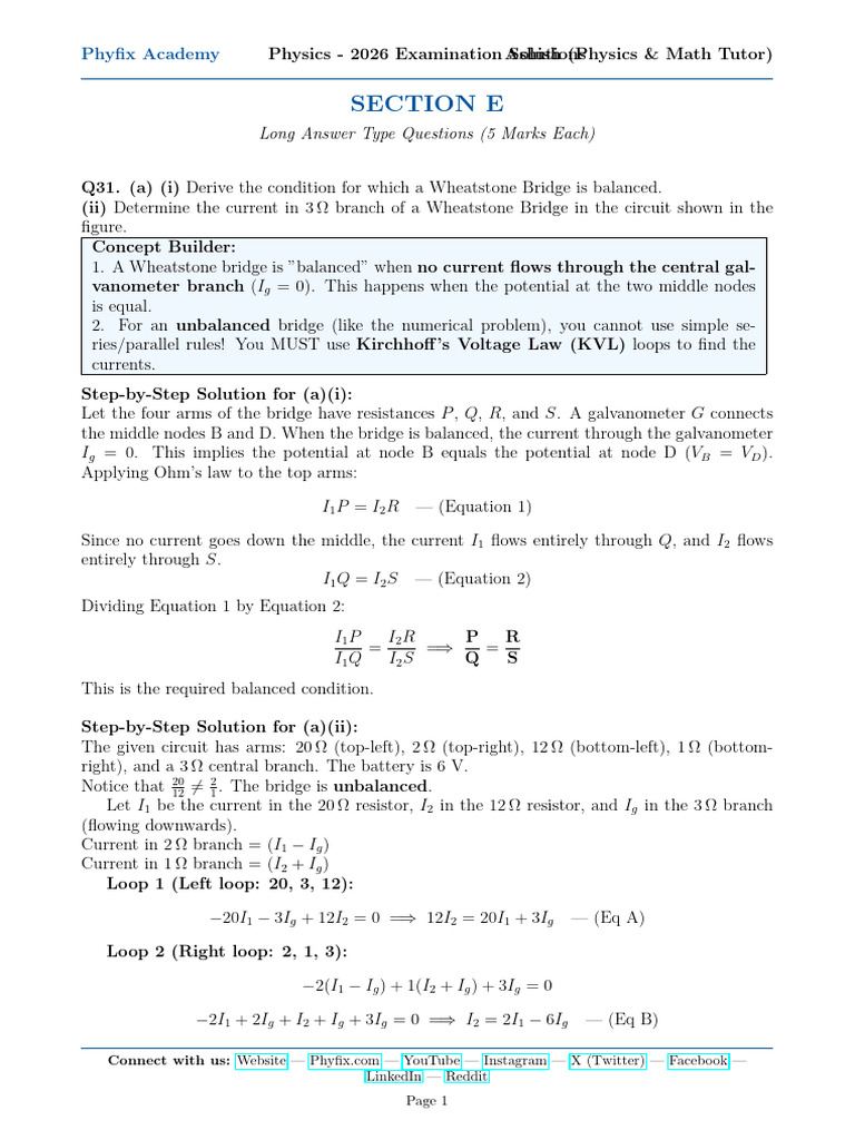 Physics - 2026 CBSE Examination SolutionsAshish (Physics & Math Tutor ...