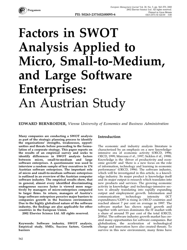 Factors in SWOT Analysis | PDF | Sampling (Statistics) | Swot Analysis