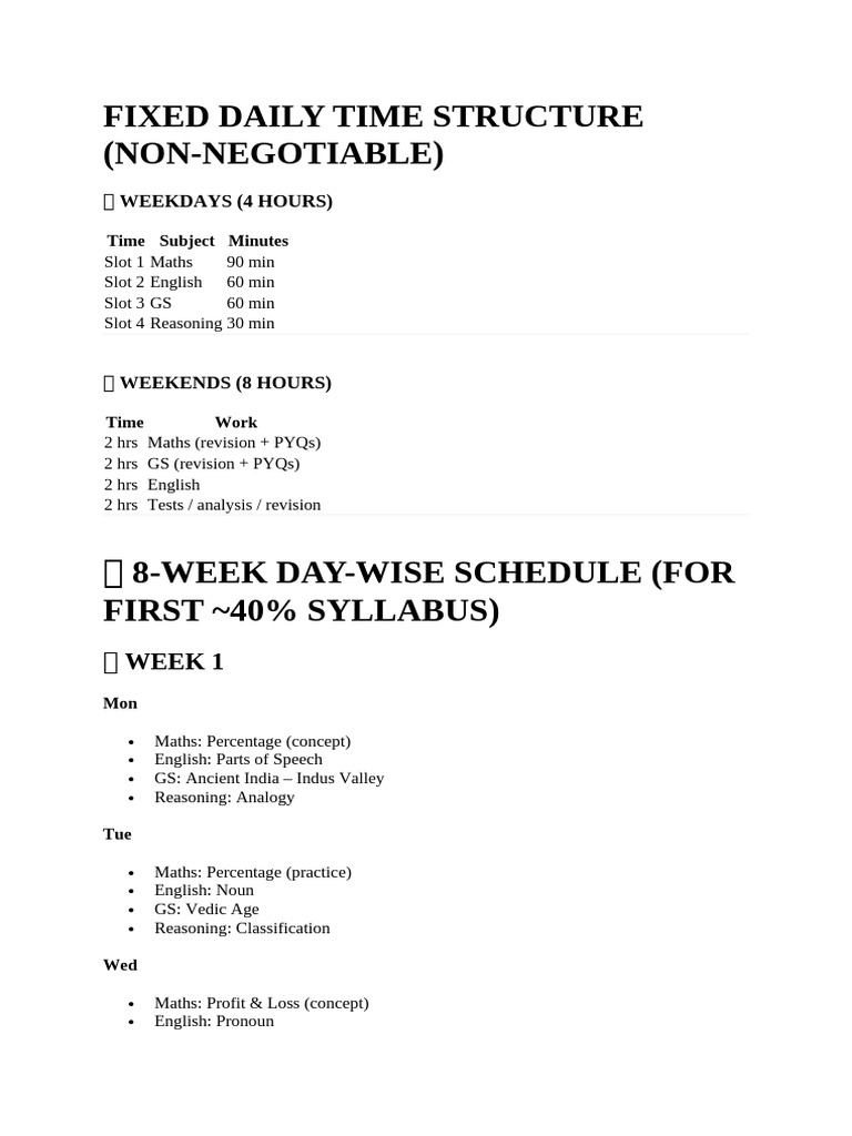 Fixed Daily Time Structure | PDF | English Language | Mathematics