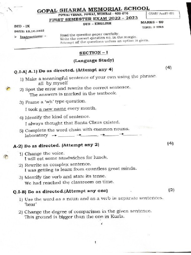 English Paper For Practice | PDF