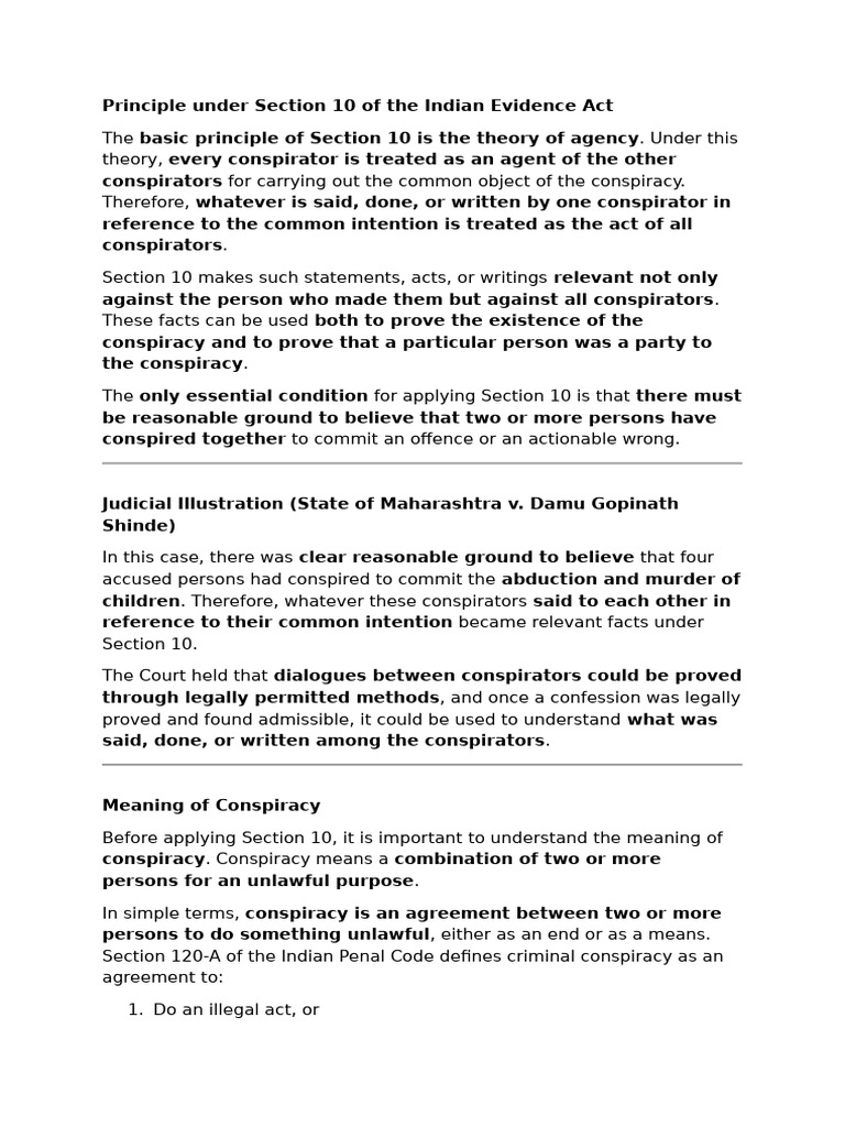 Principle Under Section 10 of The Indian Evidence Act | PDF | Common ...