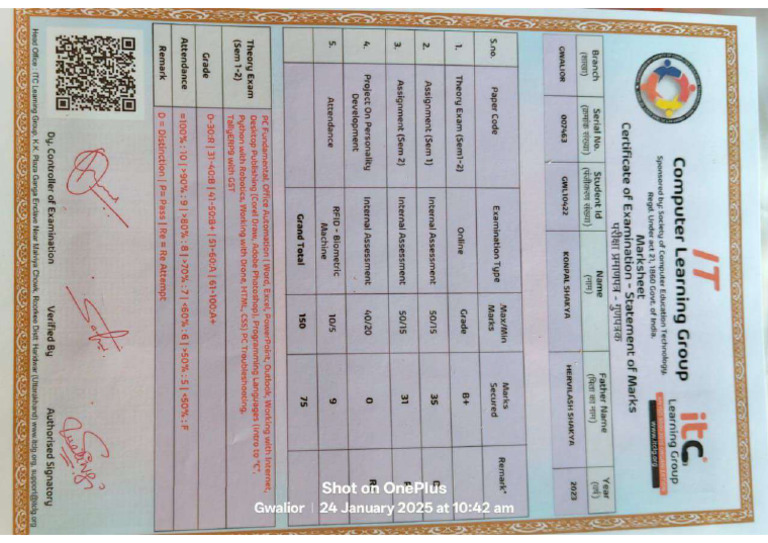 IT Computer Marksheet | PDF