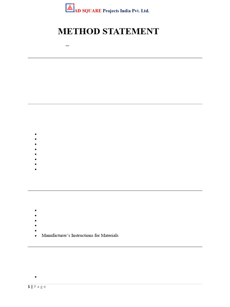 Civil Work Method Statement | PDF | Personal Protective Equipment ...