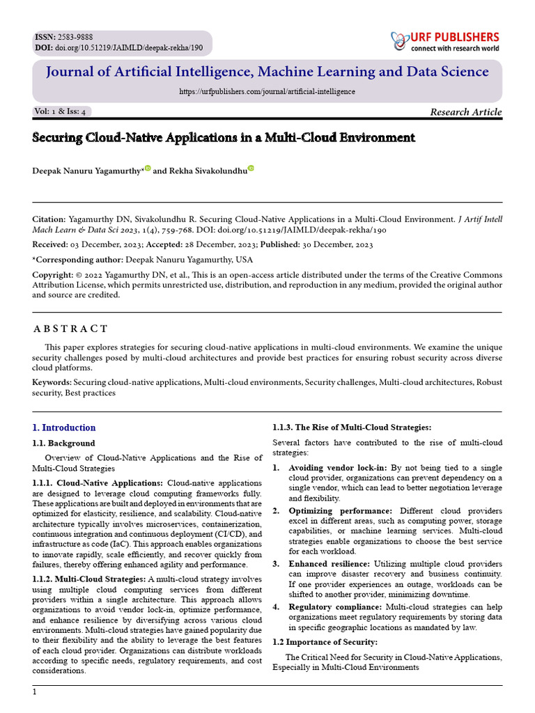 Securing Cloud-Native Applications in A Multi-Cloud Environment | PDF ...