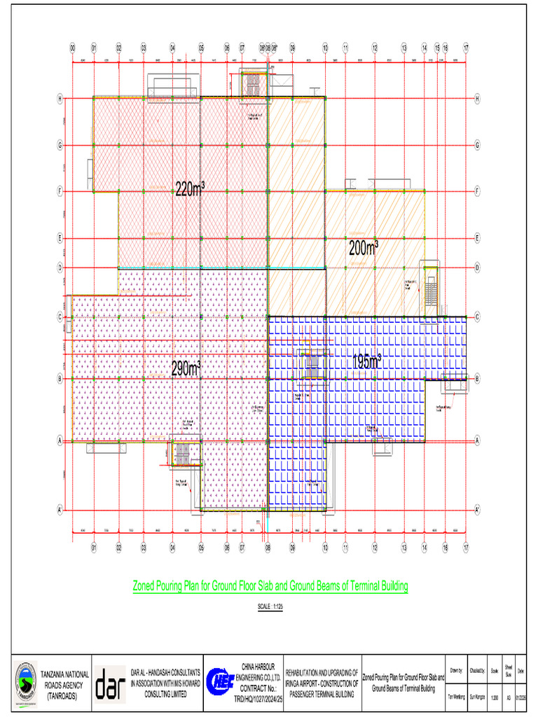 Zoned Pouring Plan For First Floor Slab and Grade Beams of Terminal ...