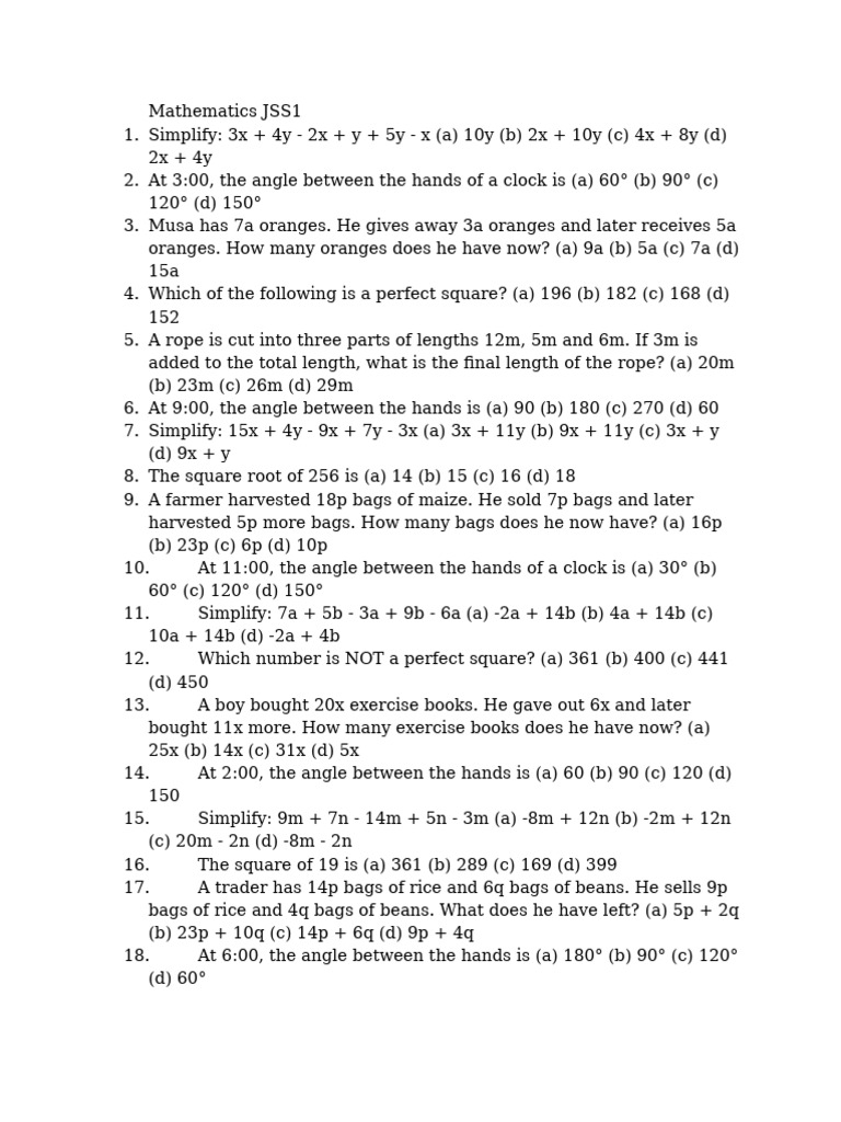 Mathematics JSS1 Baptist GT | PDF | Chess Openings | Chess Theory