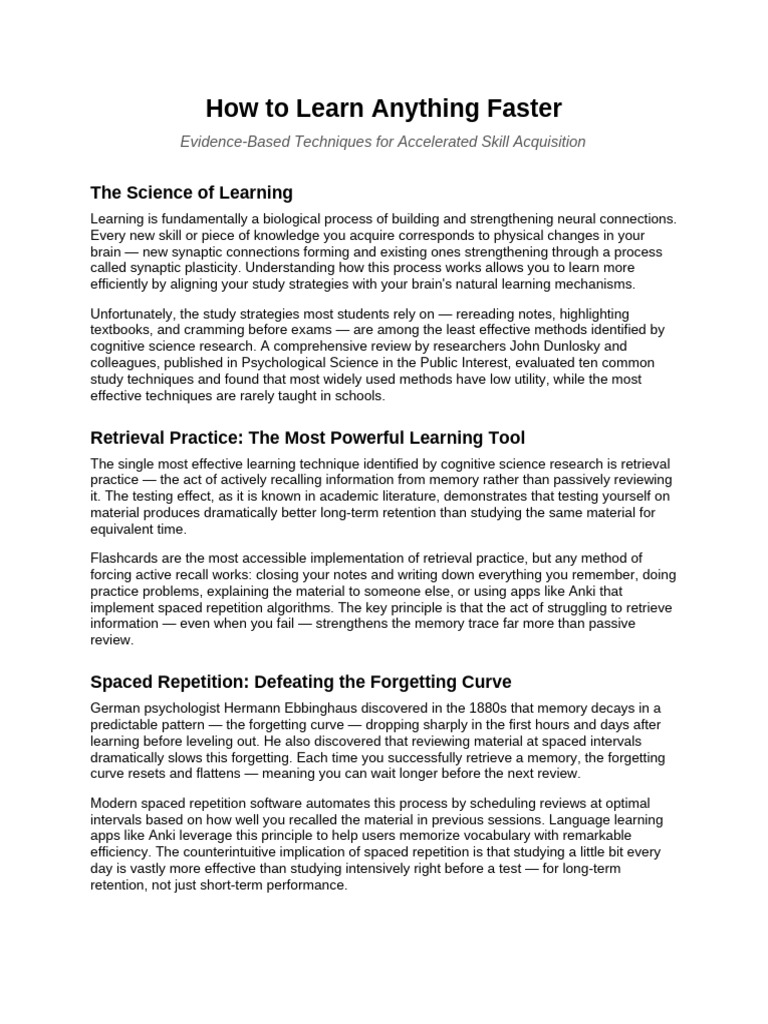 How To Learn Anything Faster | PDF | Recall (Memory) | Memory