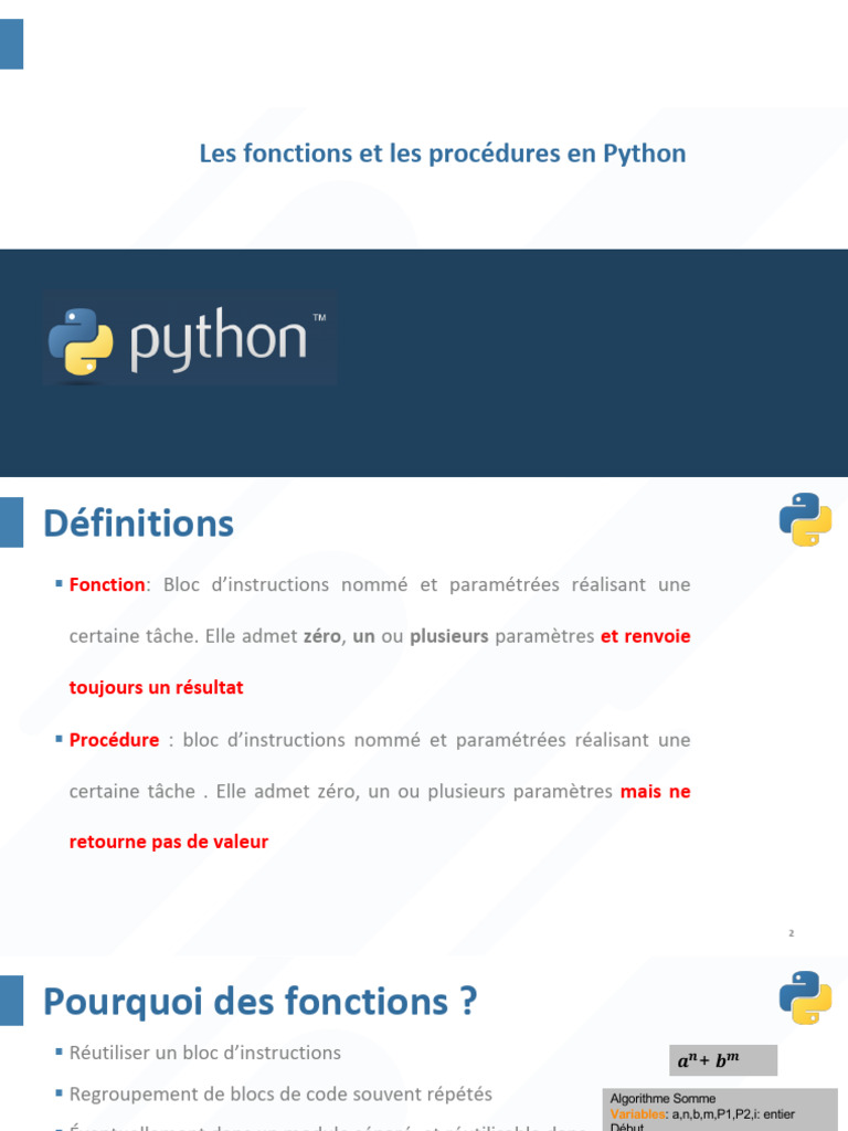 4-Fonctions Et Procedures 2021 | PDF | Programmation informatique ...