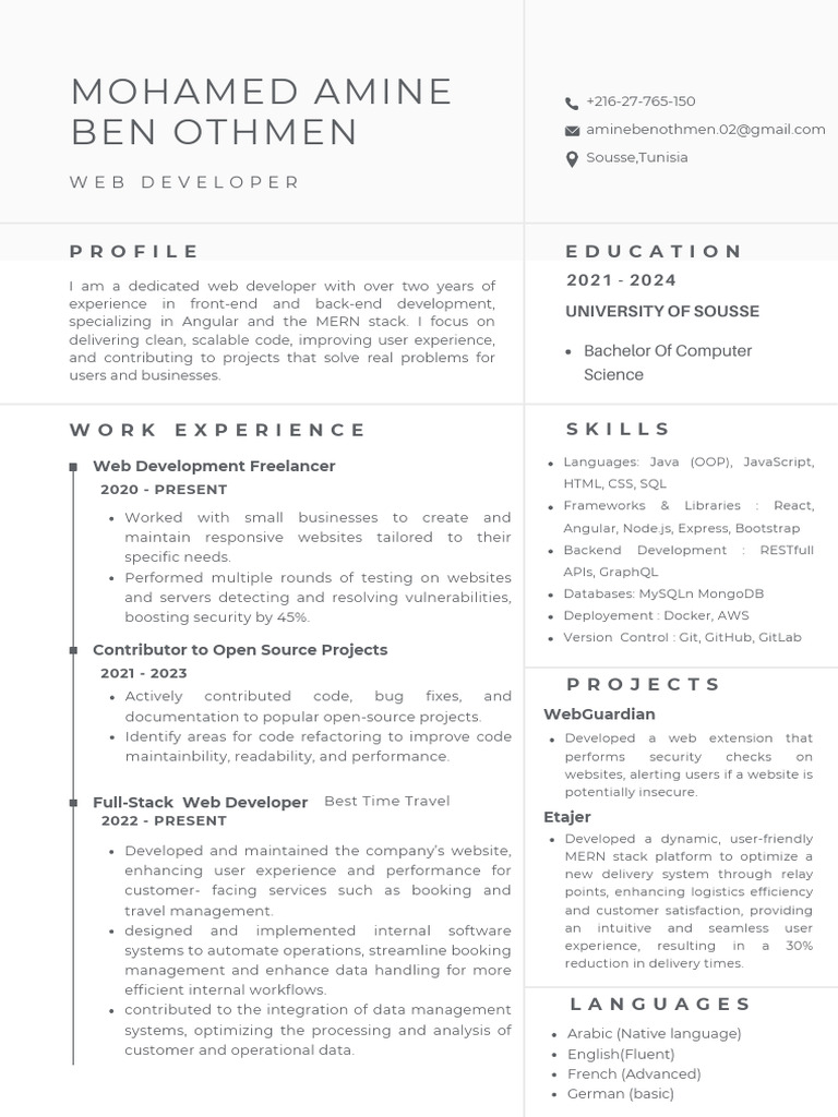 Mohamed Amine Ben Othmen's CV | PDF | Software Development | Web ...