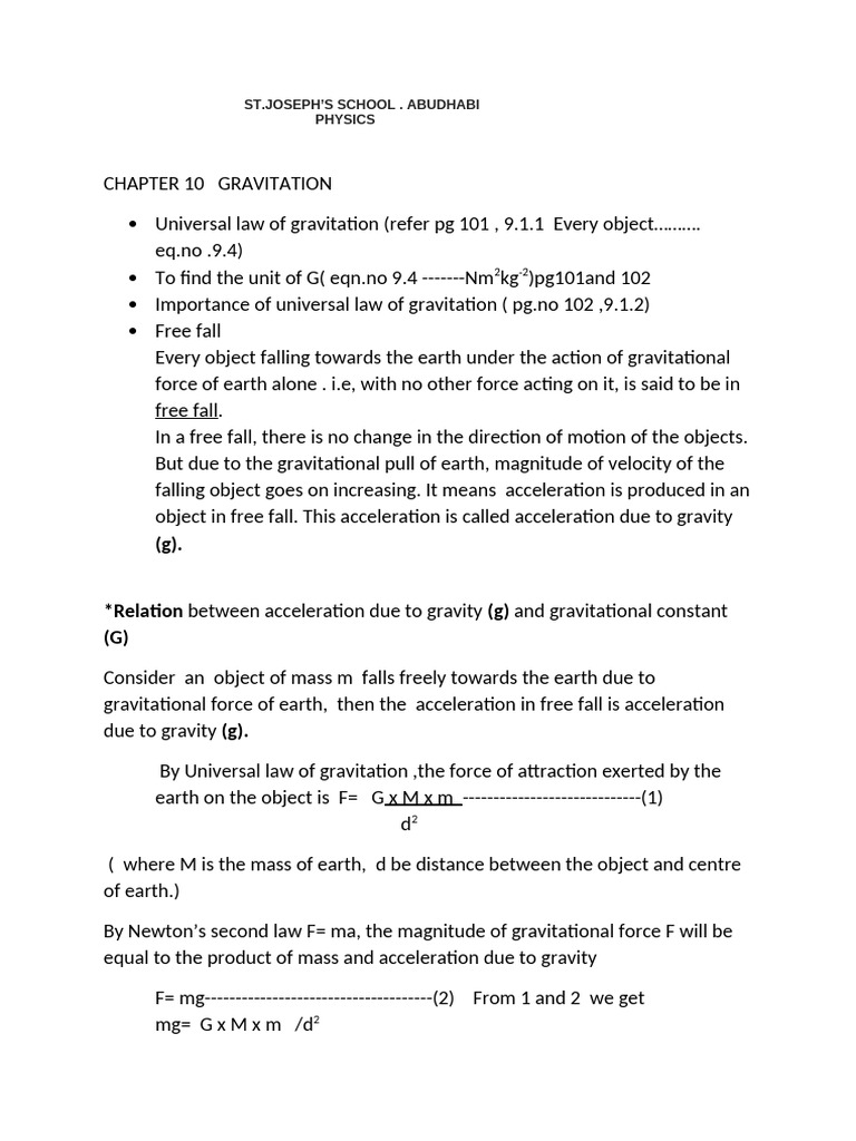 Class Ix Physics Gravitation 23 | PDF | Weight | Force