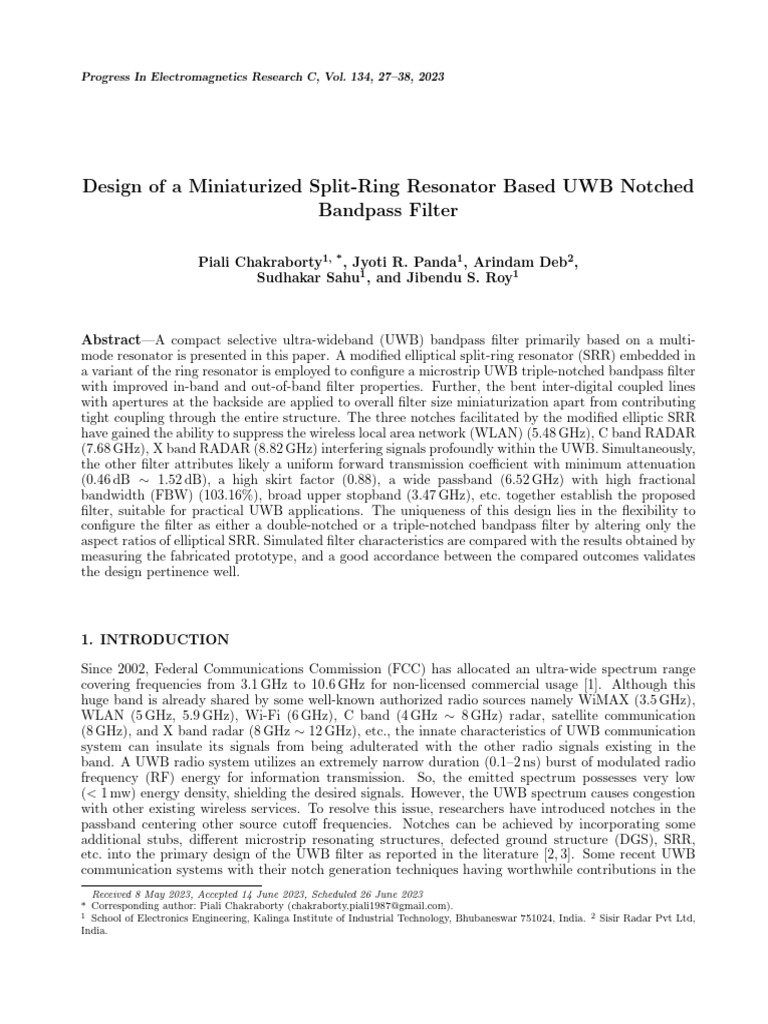 Design of A Miniaturized Split Ring Reso | PDF | Ultra Wideband ...