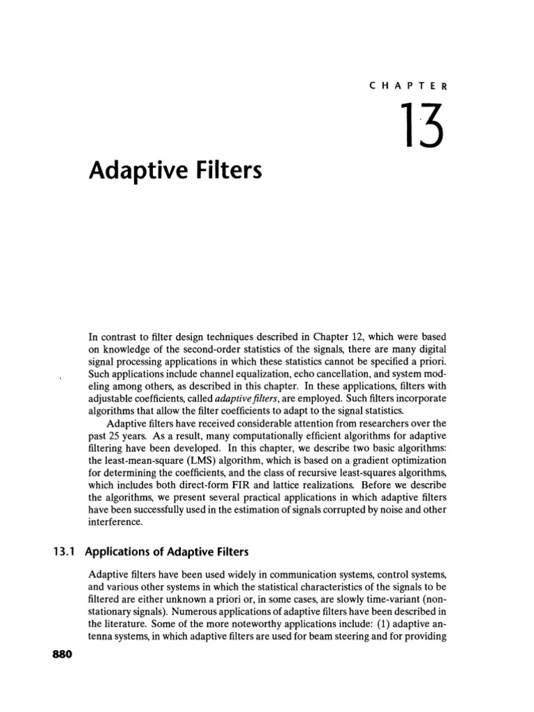 Adaptive Filters | PDF | Mean Squared Error | Filter (Signal Processing)