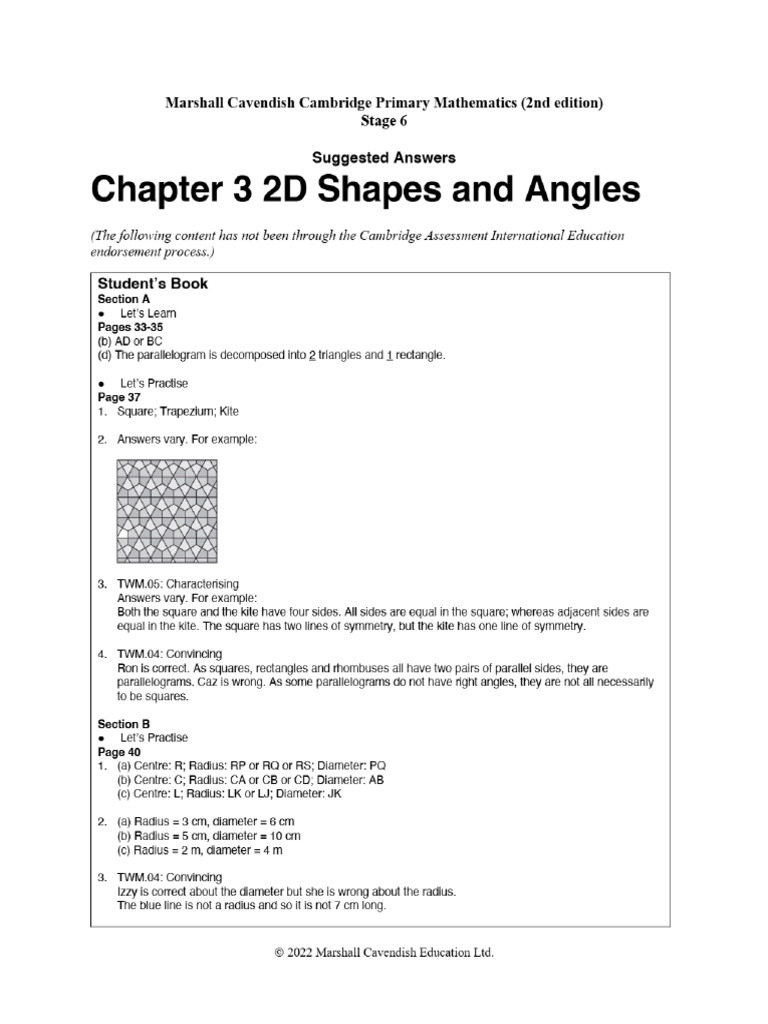 Chapter 3 Student's Book and Activity Book Answers | PDF