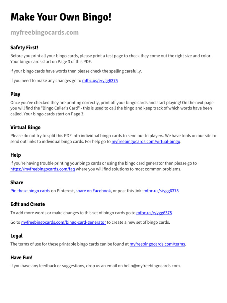 Make Your Own Bingo | PDF | Carnival | Parade