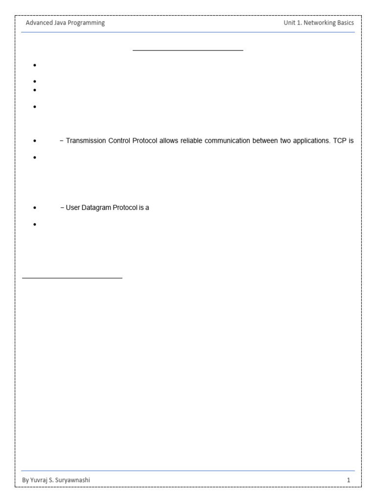 Unit 1. Networking Basics | PDF | Transmission Control Protocol | Port ...