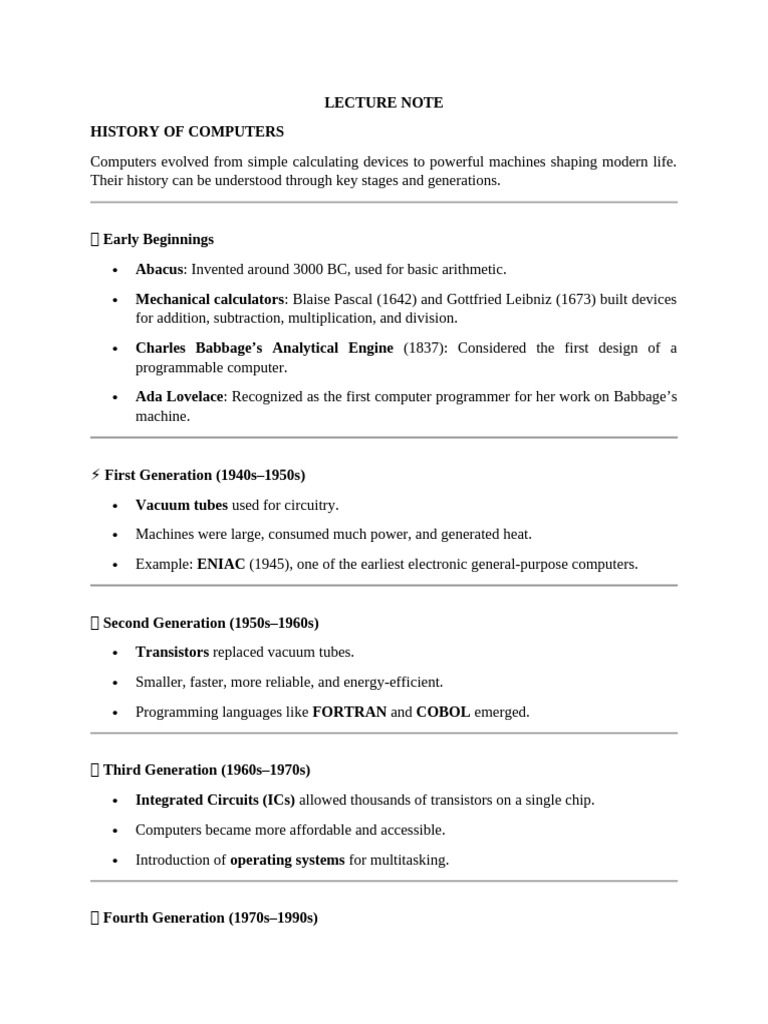 Cos 101 Notes | PDF | Mainframe Computer | Personal Computers