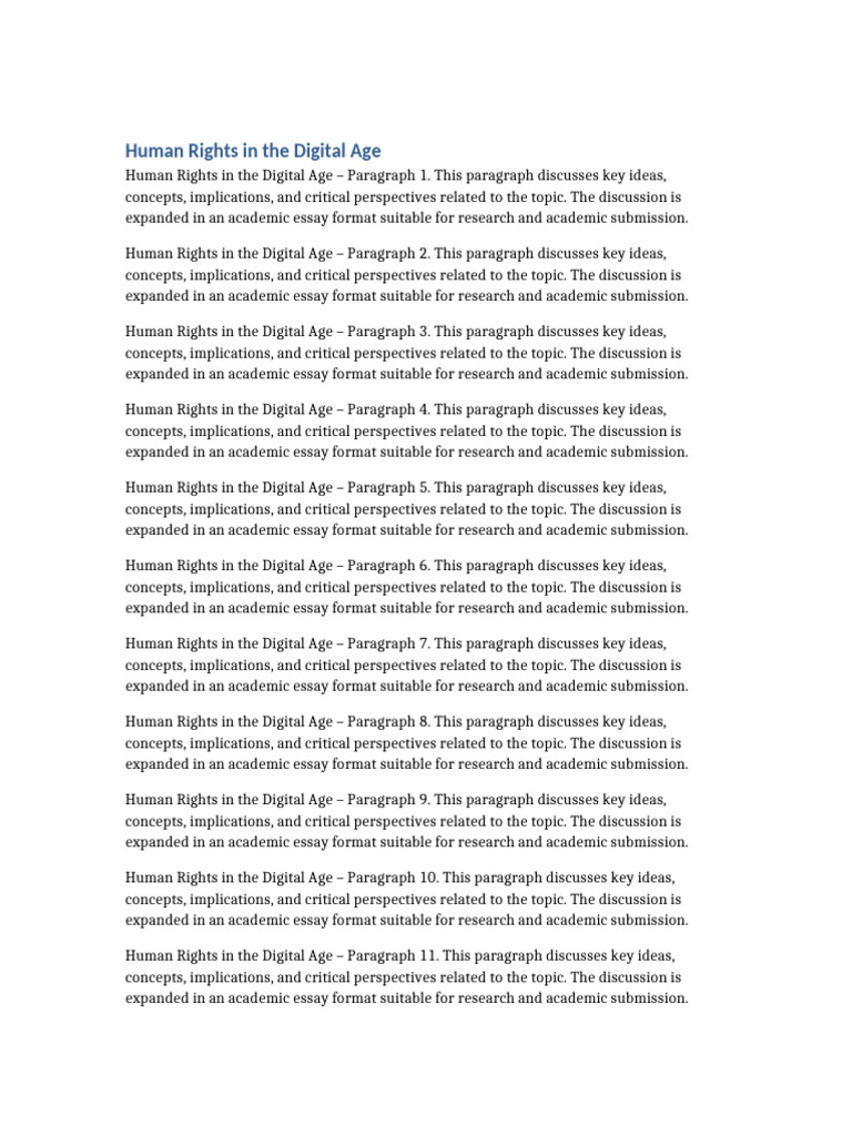 Essay 4 Human Rights in The Digital Age | PDF | Essays | Paragraph