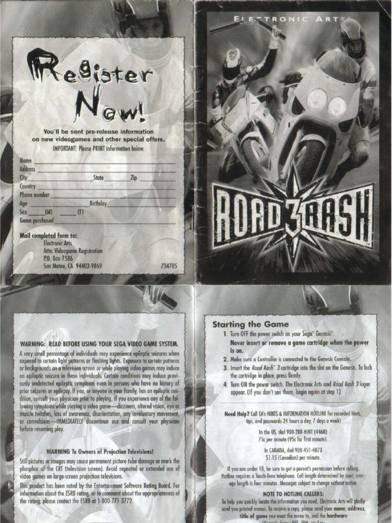Genesis Road Rash 3 Manual | PDF