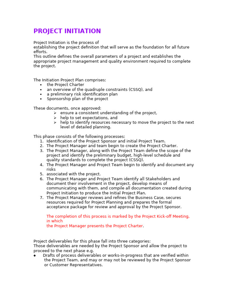 Lecture 4 Project Initiation | PDF