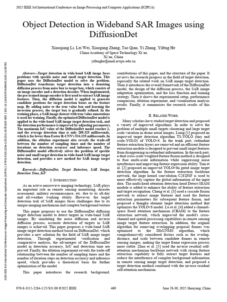 Object Detection in Wideband SAR Images Using DiffusionDet | PDF ...