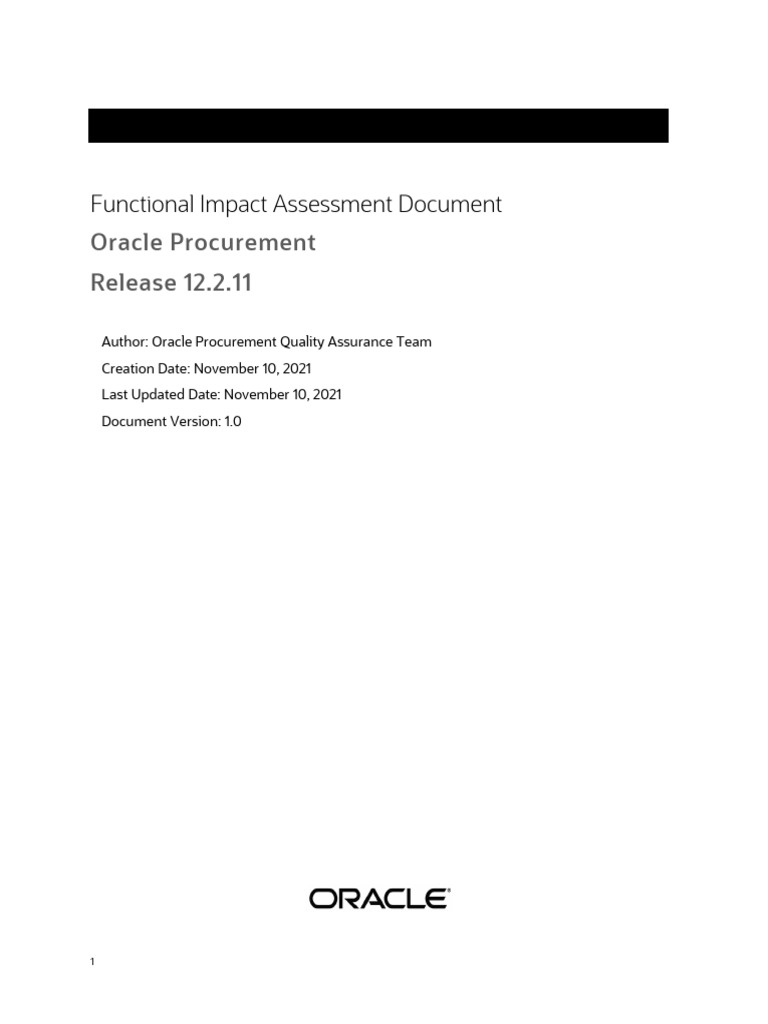 Oracle Procurement Functional Impact Assessment Release 12.2.11 | PDF ...