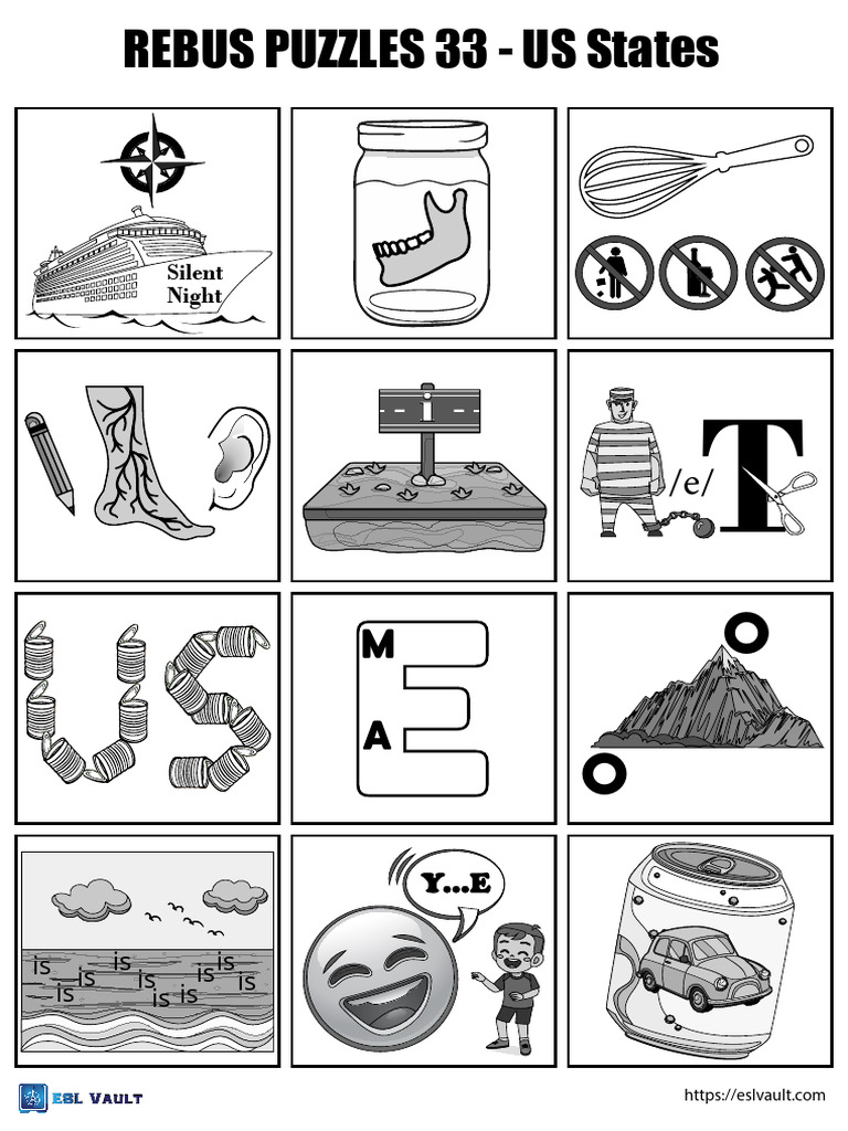 US States Rebus Puzzles 33 | PDF