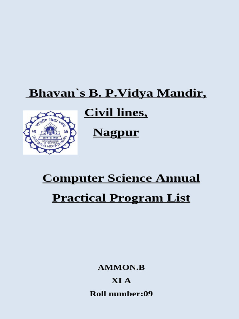 STD Xi Annual Practical 2026 Program List Ammon | PDF | Celsius ...