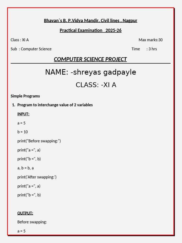 Computer Science Project-Xi A Shreyas Gadpayle | PDF | Fahrenheit ...