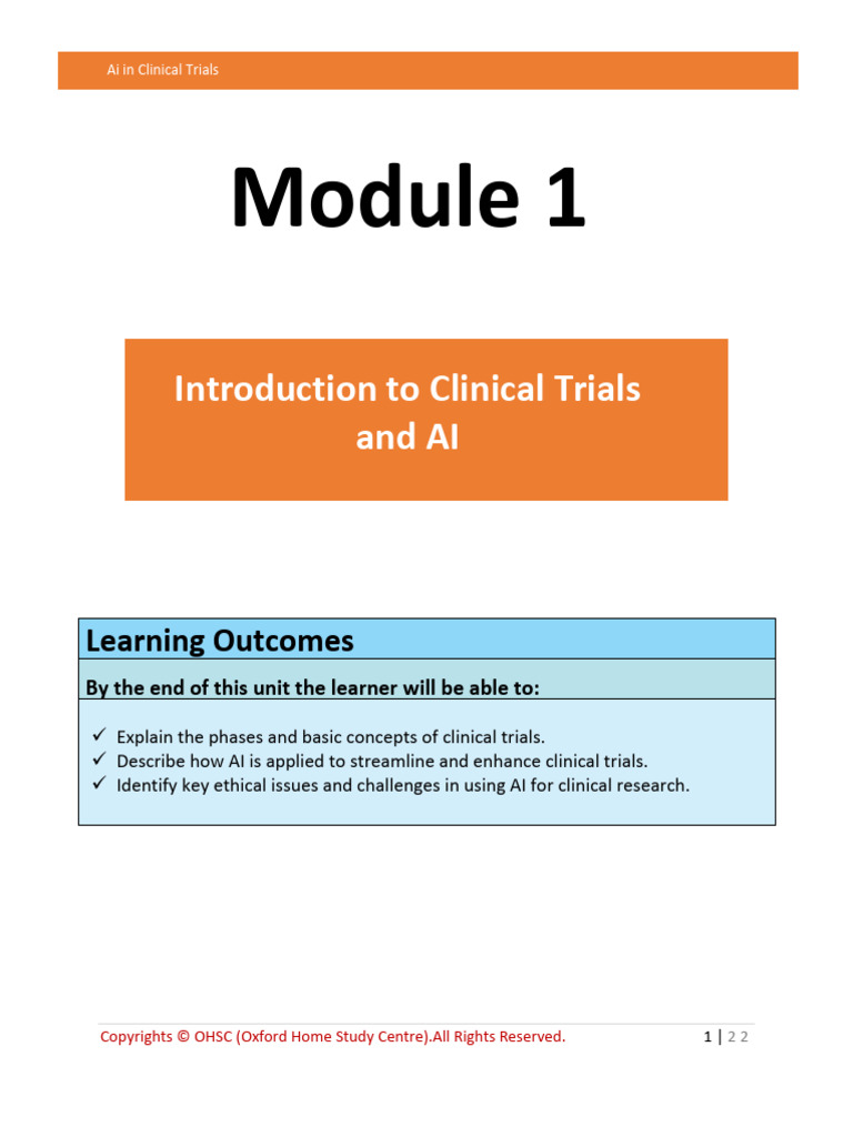 1732261216module 1 Introduction To Clinical Trials and AI | PDF ...