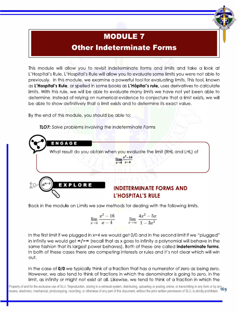 Module 7 Other Indeterminate Forms | PDF