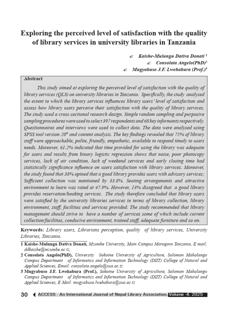 Exploring The Perceived Level of Satisfaction With The Quality of ...