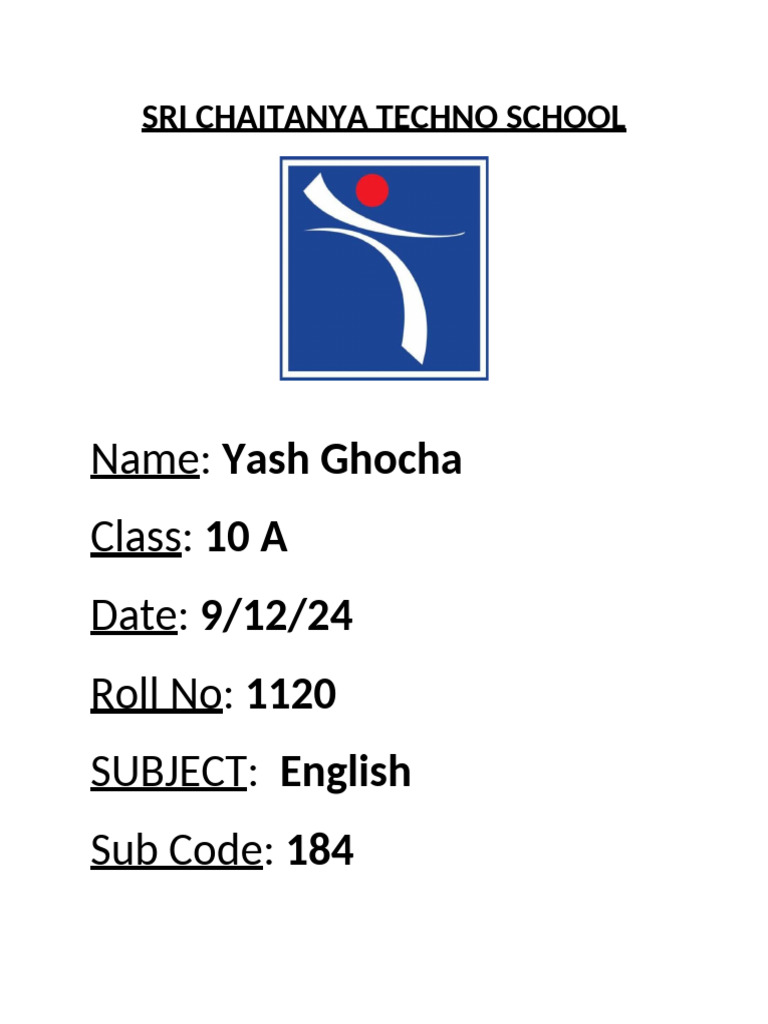 Englsih Class 10 | PDF