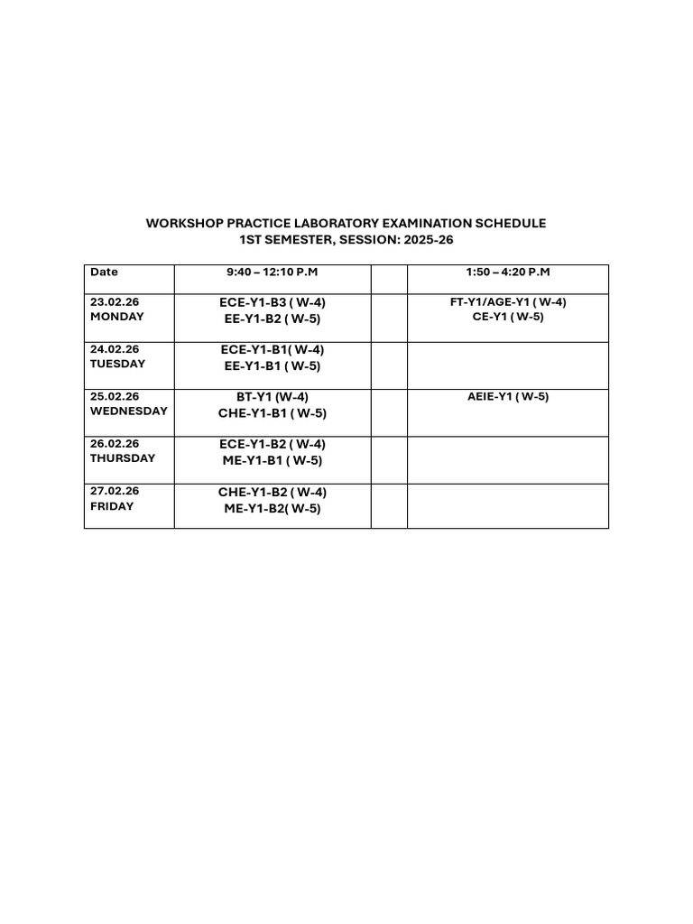 Workshop Practice Laboratory Exam Routine | PDF