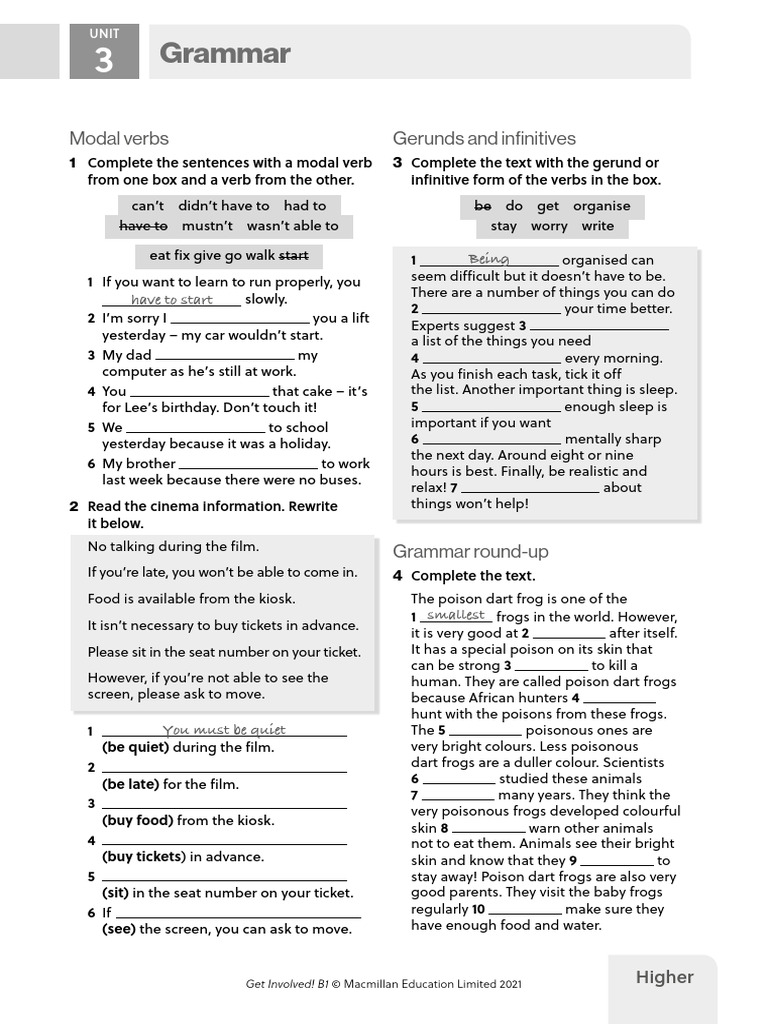 GI B1 U3 Grammar Higher | PDF | Semantic Units | Language Mechanics
