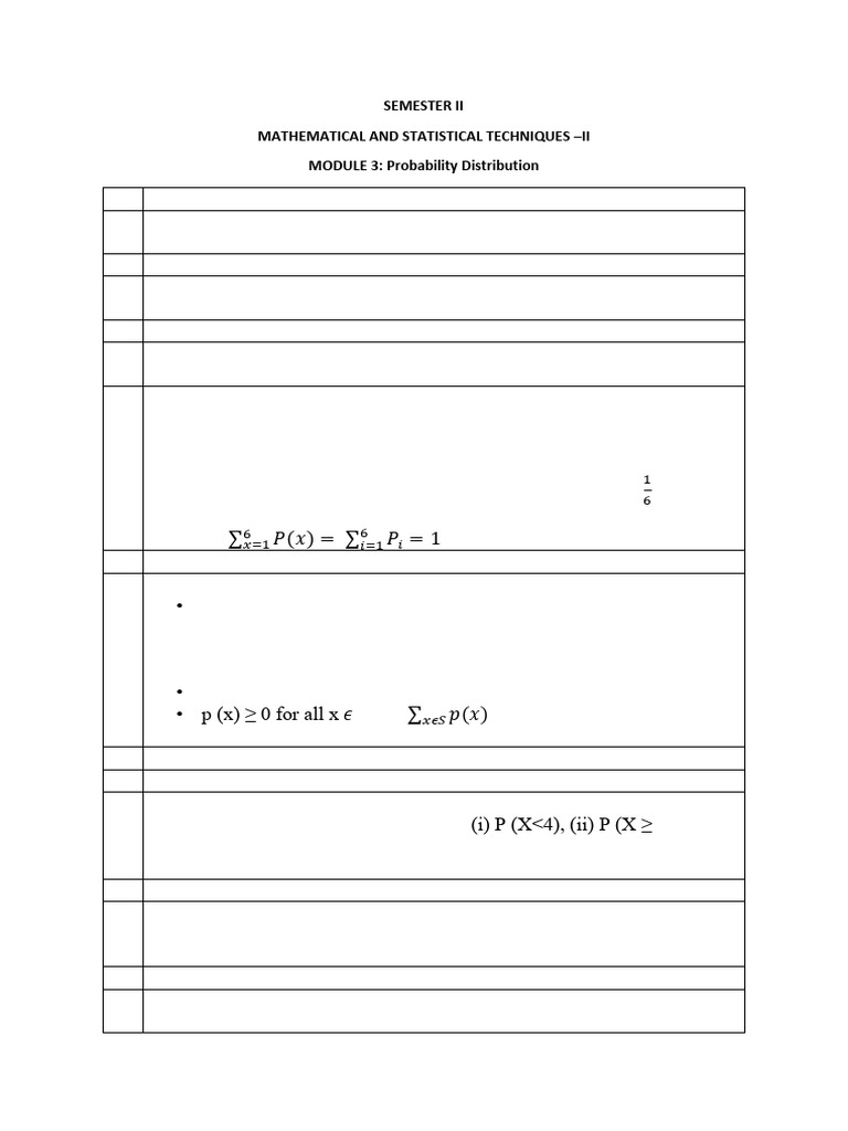 MST 2 Module 3 Probability Distribution | PDF | Probability ...