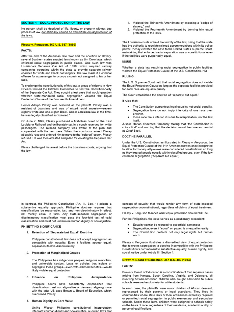 Equal Protection Clause Cases | PDF | Equal Protection Clause | Justice