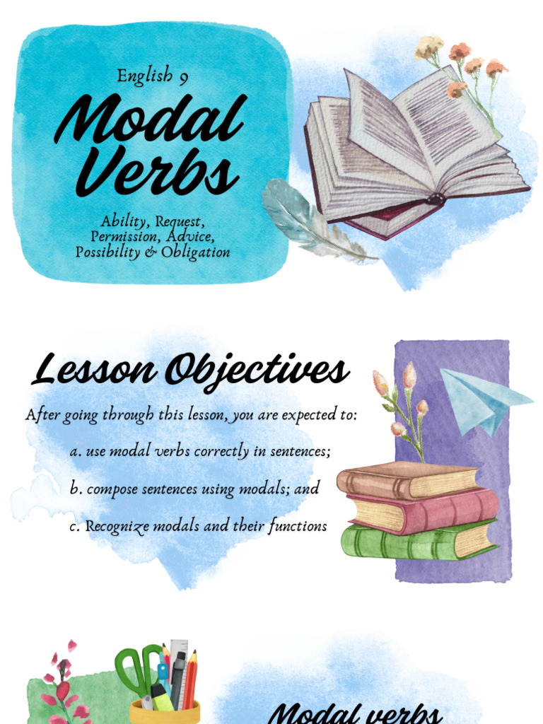 Modal Verbs Presentation in Colorful Watercolor Style | PDF | Semantic ...