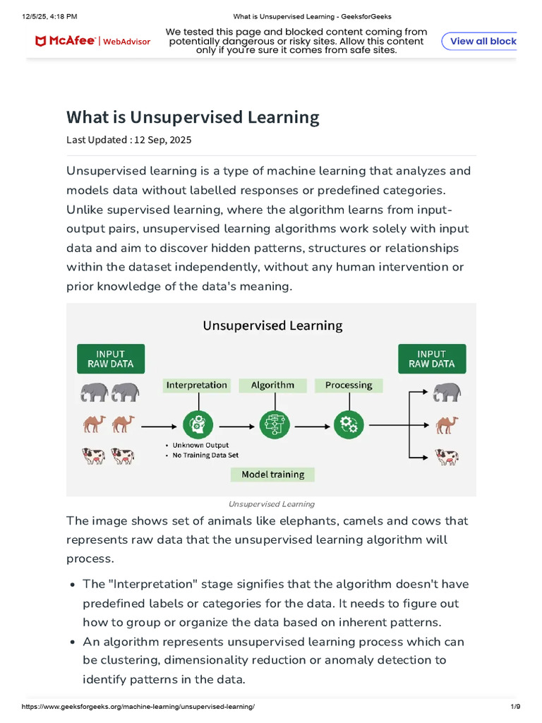 What Is Unsupervised Learning - GeeksforGeeks | PDF | Machine Learning ...