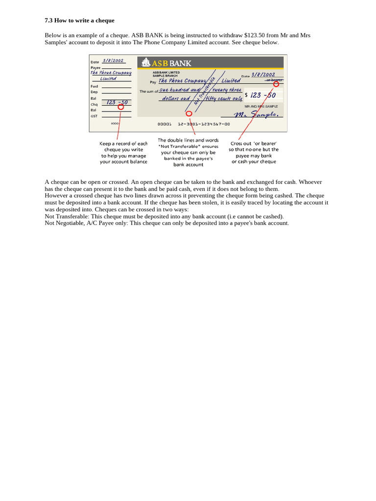 How To Write A Cheque | PDF