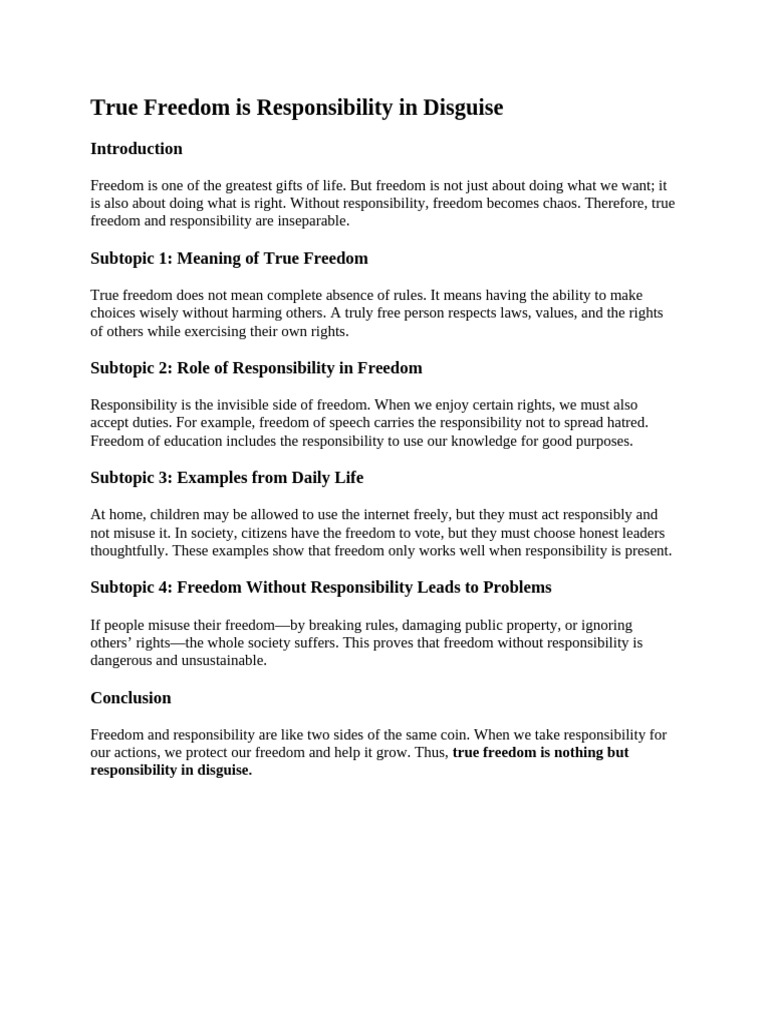 True Freedom Is Responsibility in Disguise | PDF