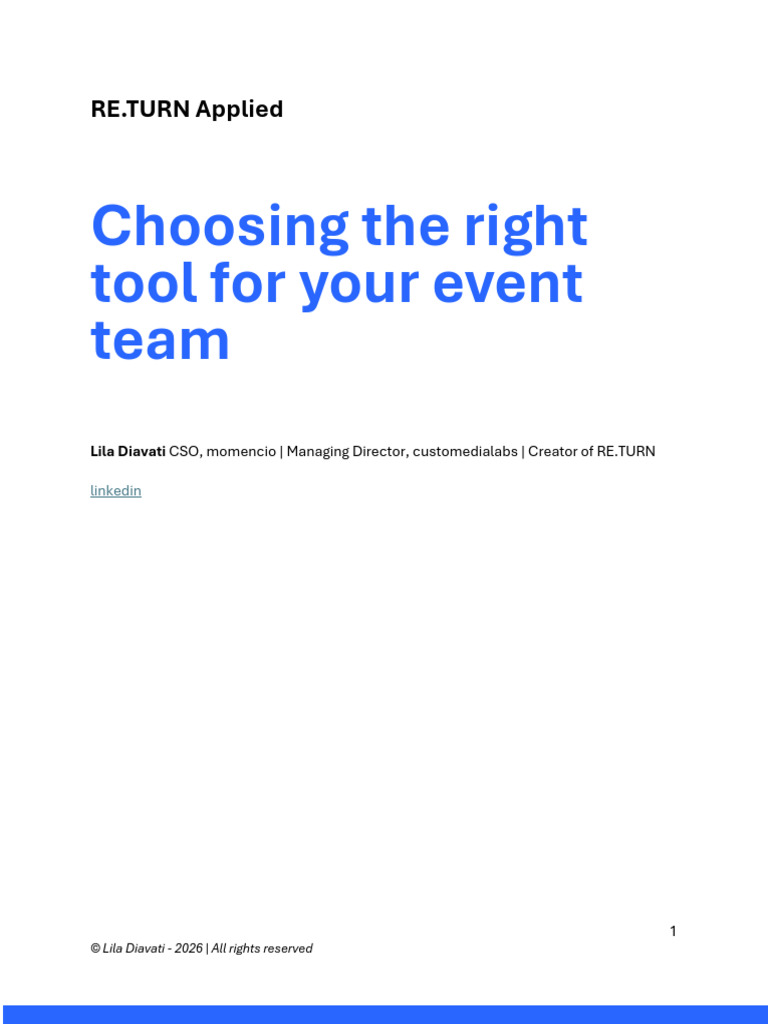 RE - TURN Applied: Choosing The Right Tool For Your Event Team | PDF ...