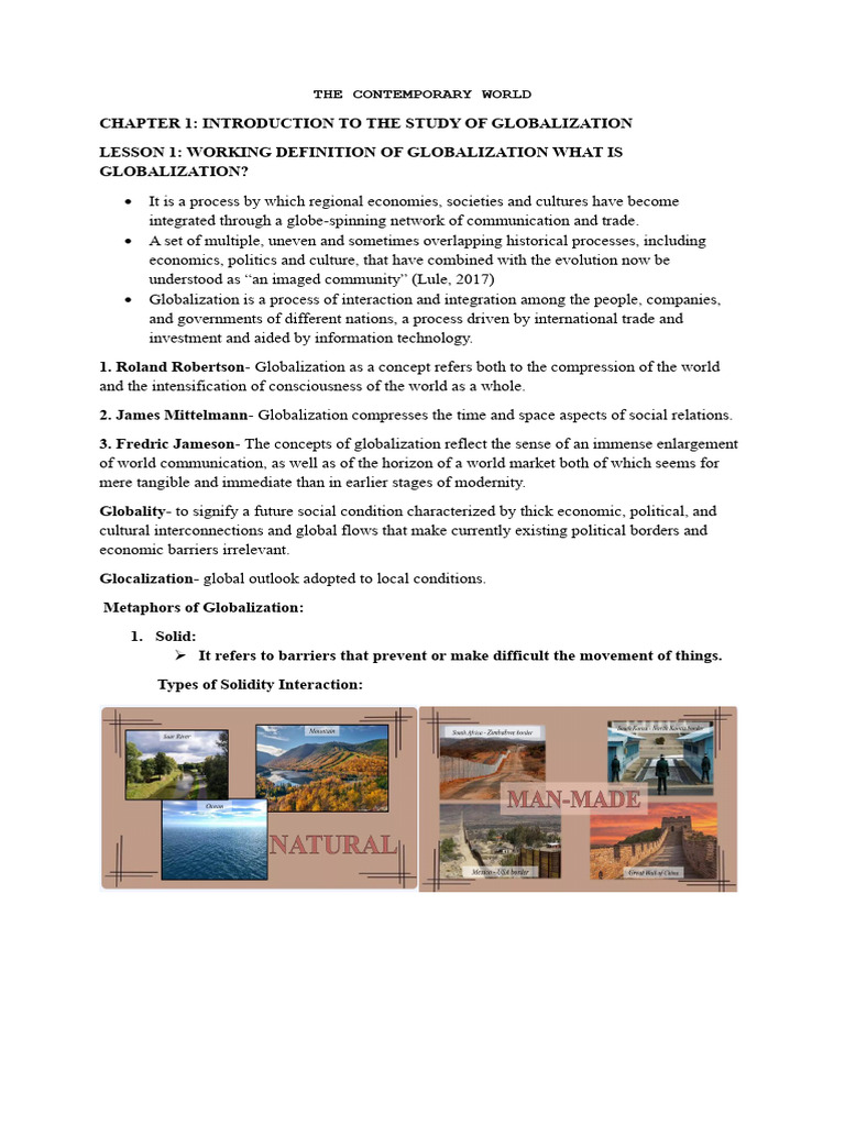 The Contemporary World Chapter 1 | PDF | Globalization | Cultural ...