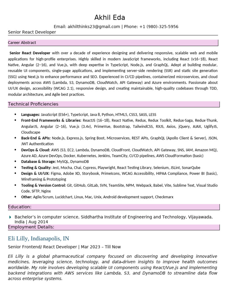 Akhil Eda Frontend Developer | PDF | Web Service | Ajax (Programming)