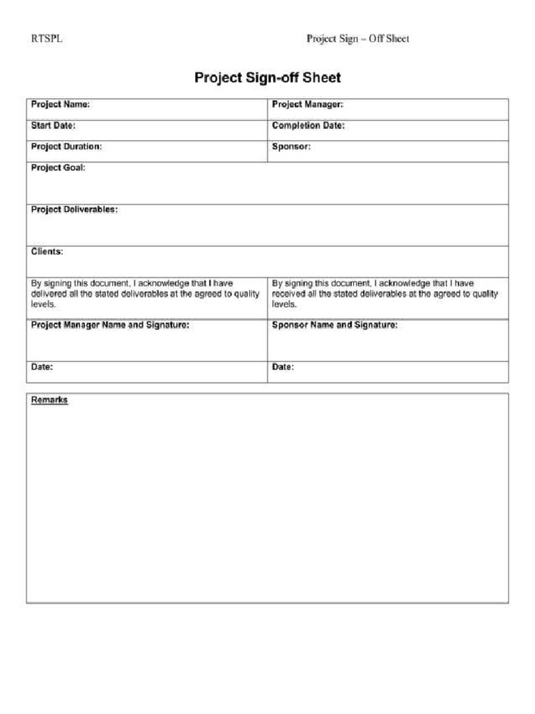 Project Sign-Off Sheet | PDF
