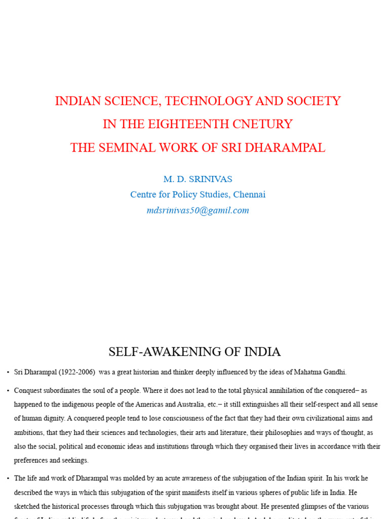 Indian Science Technology and Society in The 18th Century The Seminal ...