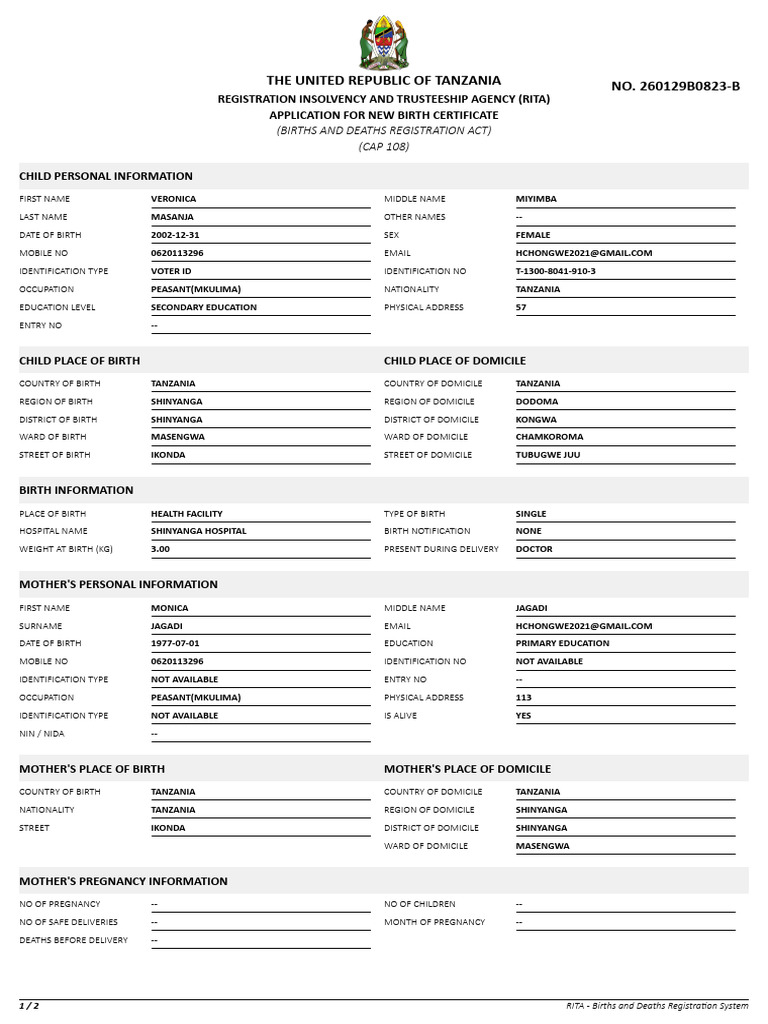 Application Form 20260129B 170 | PDF | Social Institutions | Family