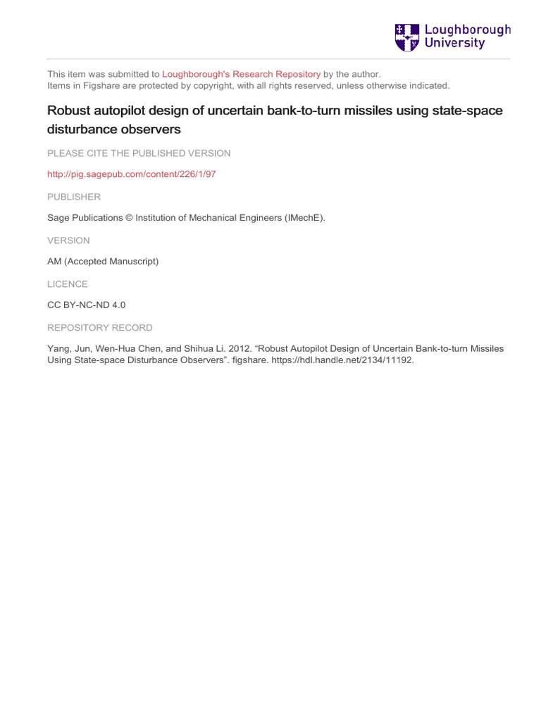 Robust Autopilot Design of Uncertain Bank-To-turn Missiles Using State ...